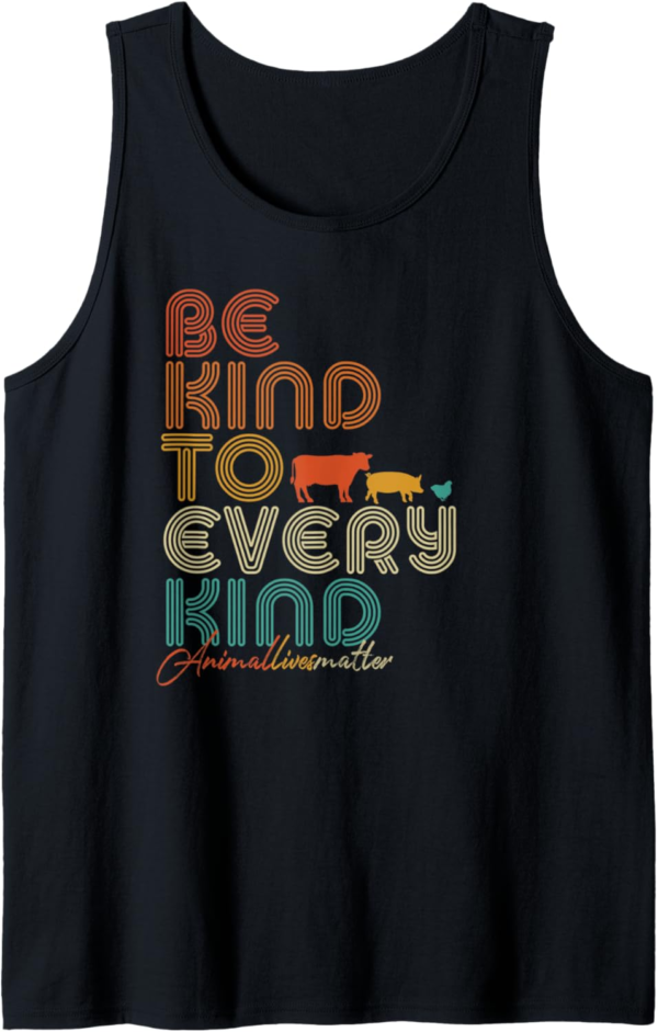 Be Kind To Every Kind, Vegan Vegetarian Retro Tank Top - Image 2